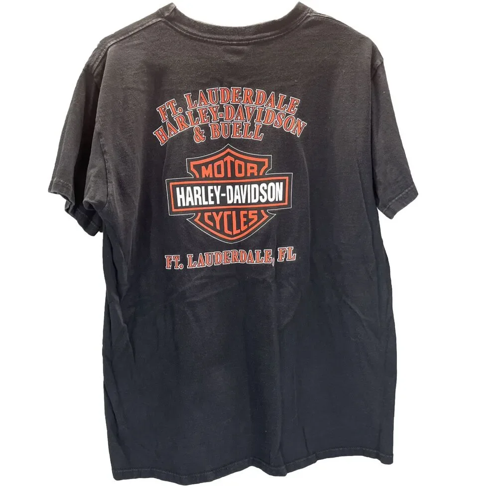 Harley Davidson Purple Wings Gas Tank Riders Ft Lauderdale FL T-Shirt Mens L - Picture 2 of 10